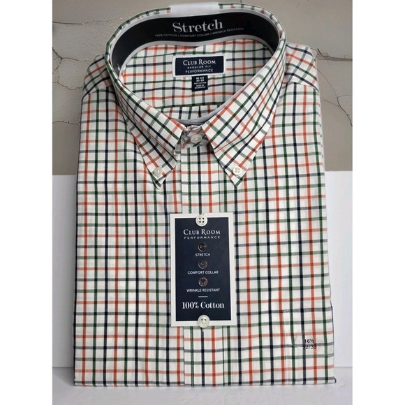 Club Room Other - Club Room Men's Regular-Fit Plaid Button Down Shirt SZ: 16/16.5 32/33 LG NWT